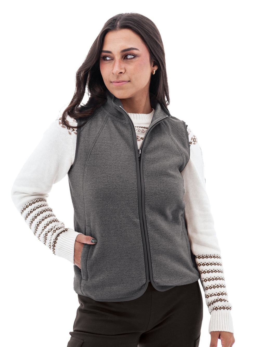 Aventura Newberry Fleece Vest in Dark Gray w/ Zipper